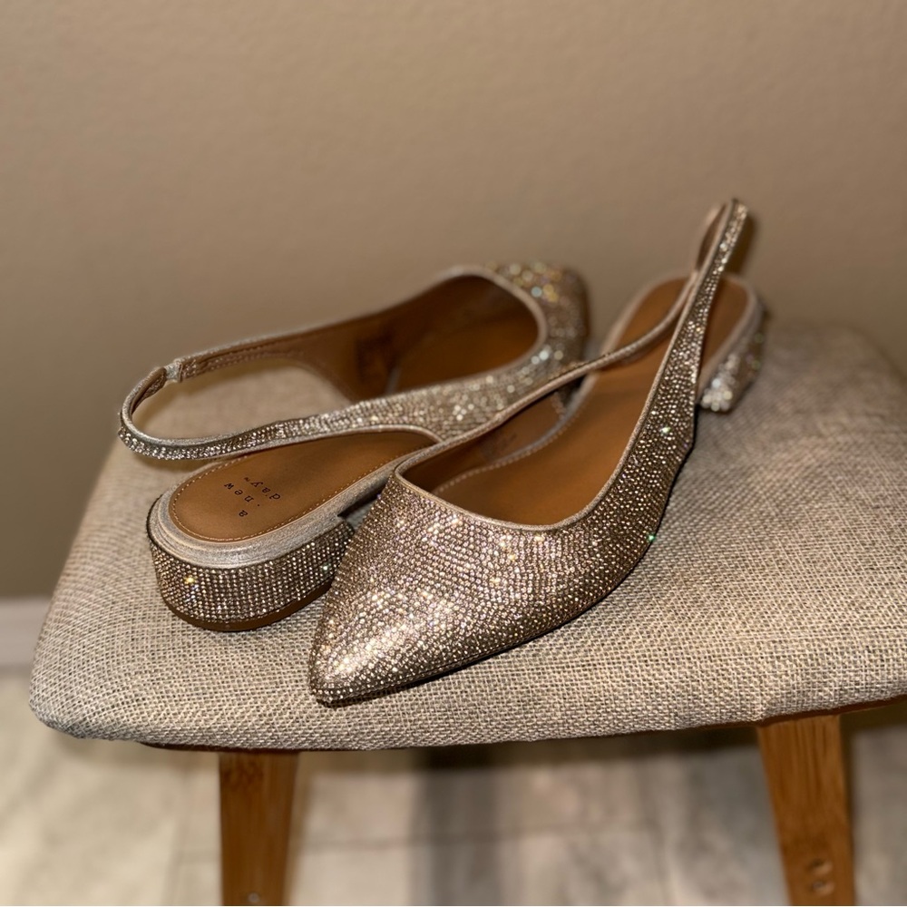 a new day Glittering silver Slingback Flats